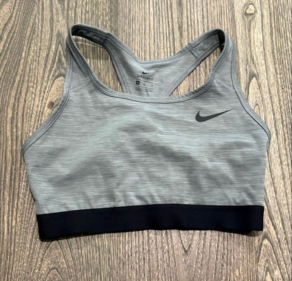 Nike Youth Girls Sports Bra Dri-FIT Racerback Athletic Gym Pullover Gray Size M